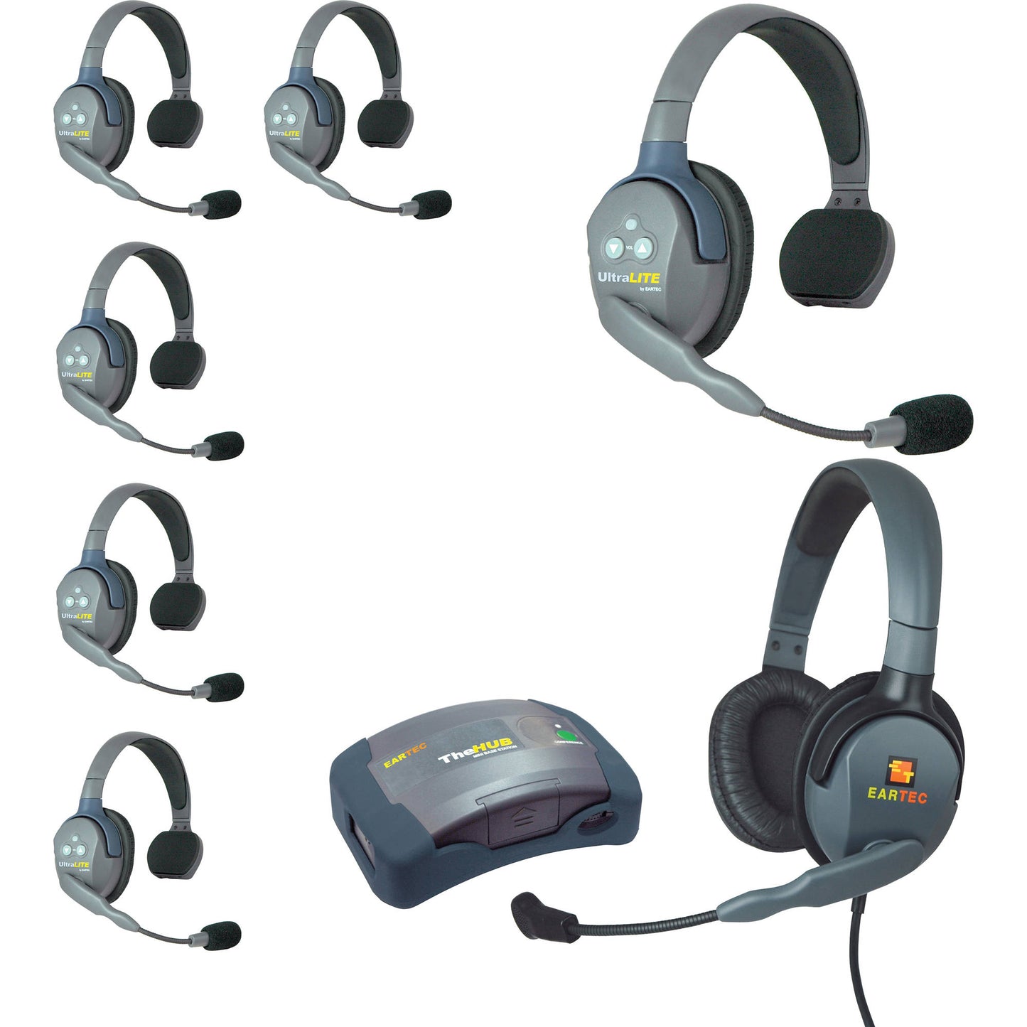 HUB7SMXD - 7-PERSON COM SYS/7 HEADSETS, NEW