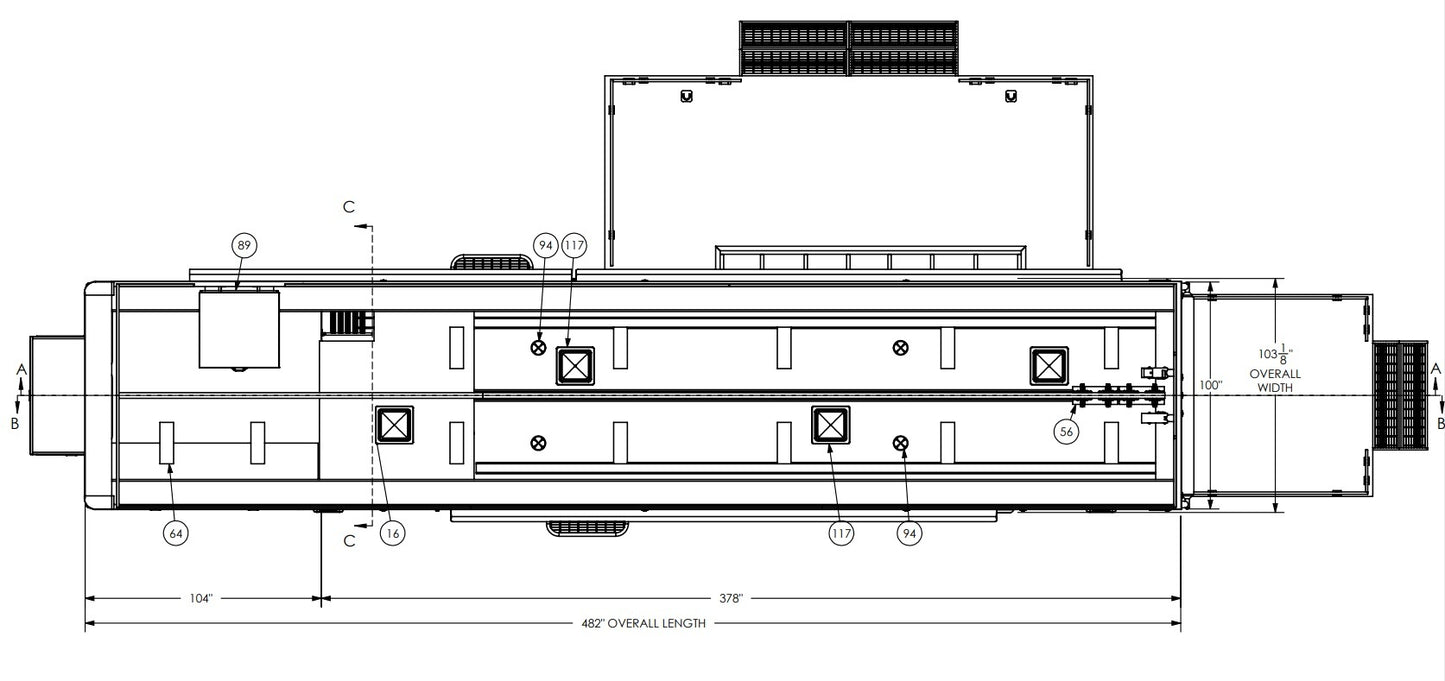 TRAILER - 40', HD EQUIP, STAGE, REAR RAMP